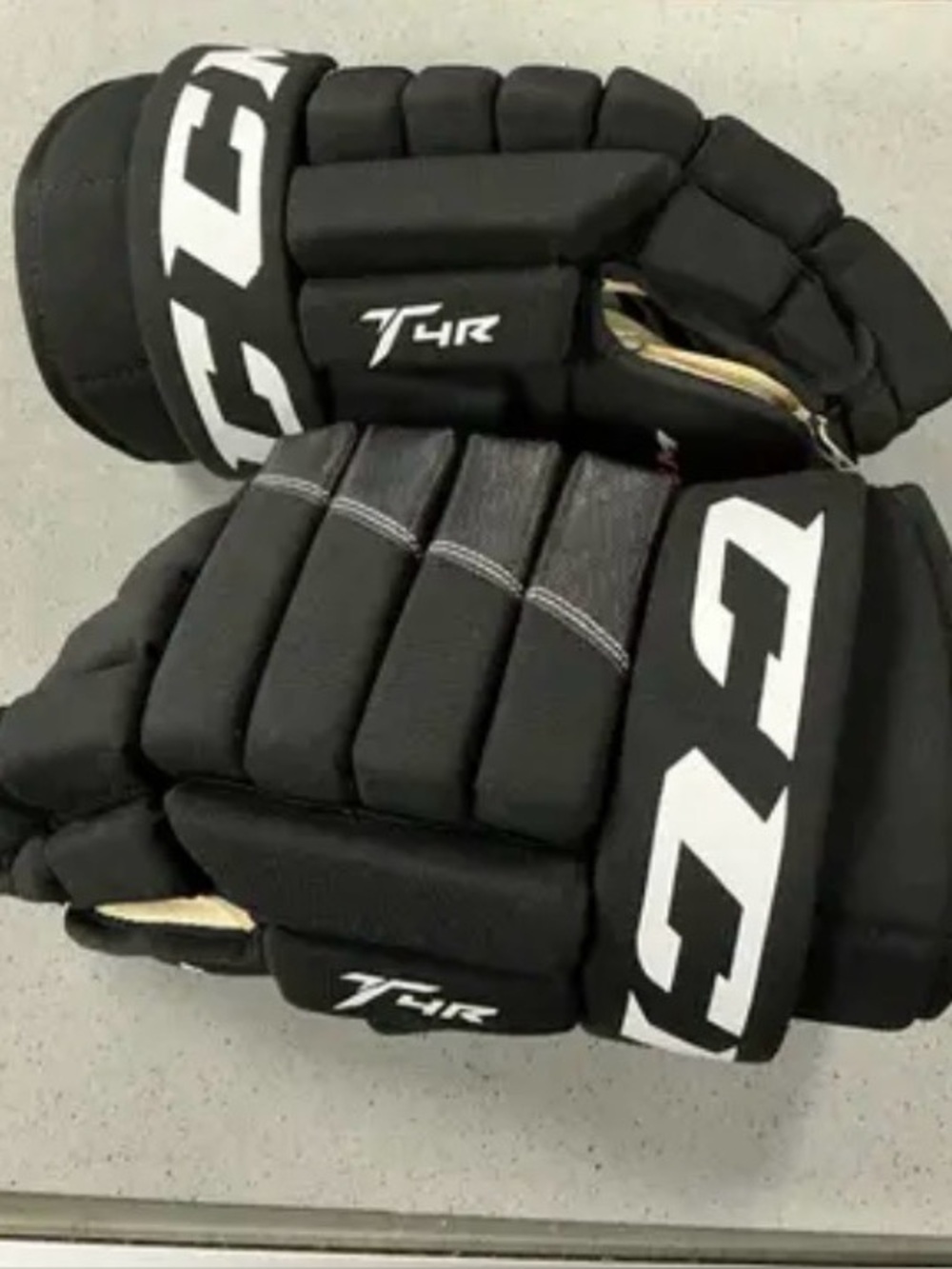 CCM Black and White T4R Hockey Gloves-14”